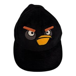 Angry Birds Black Baseball Cap Hat Fuzzy Adult Adjustable Snapback 2009-2012